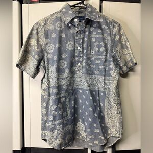 Ralph Lauren Indigo Bandana Paisley Shirt Men’s Small Button Up Western